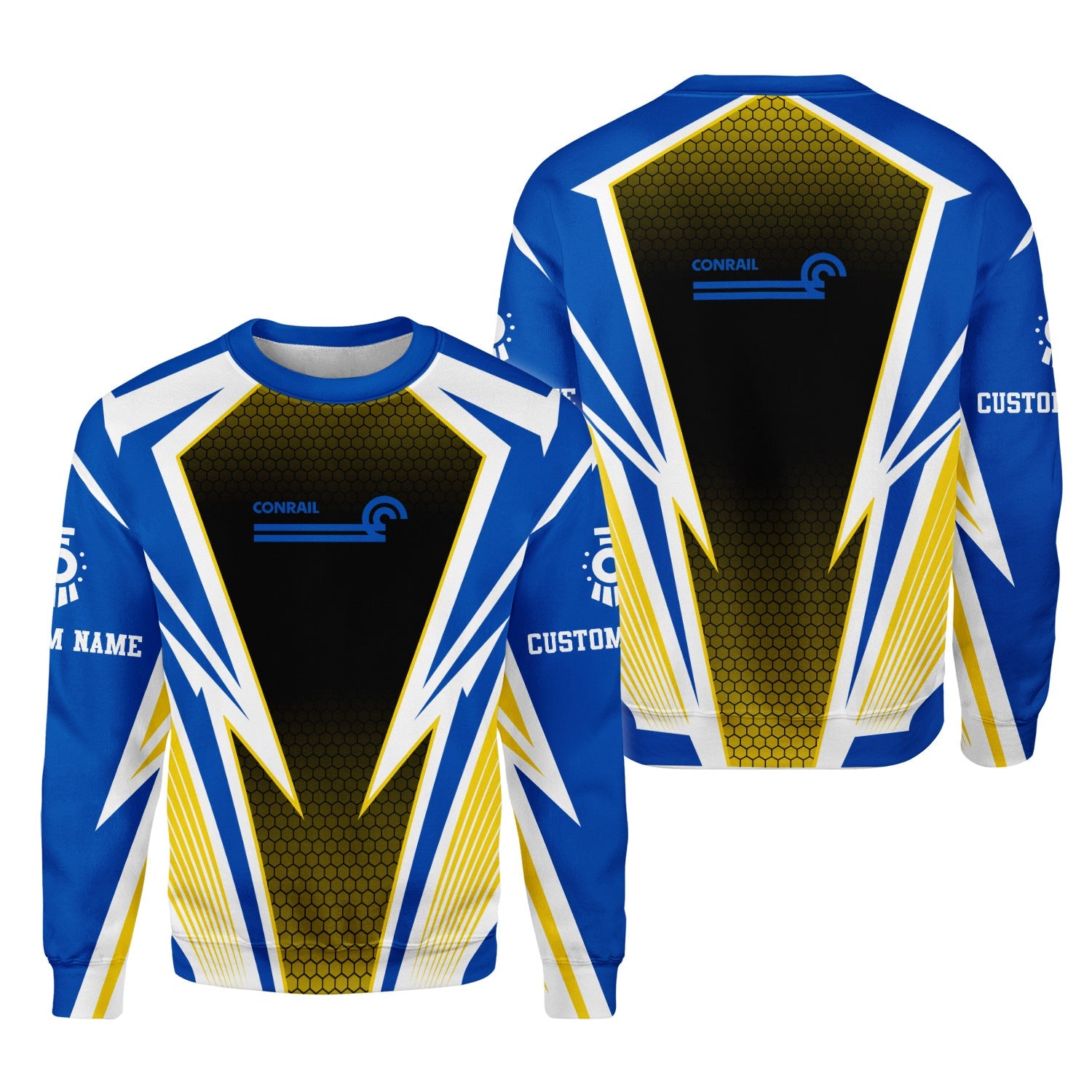 Railspirit Personalized Conrail Railroad Sweatshirt Lightning Graphic Style Shirt Gift Idea For Train Lover