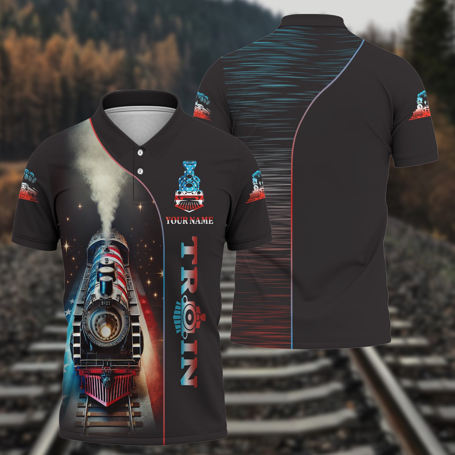 Railspirit Personalized Locomotive Power Polo Shirt – Perfect for Train Lovers