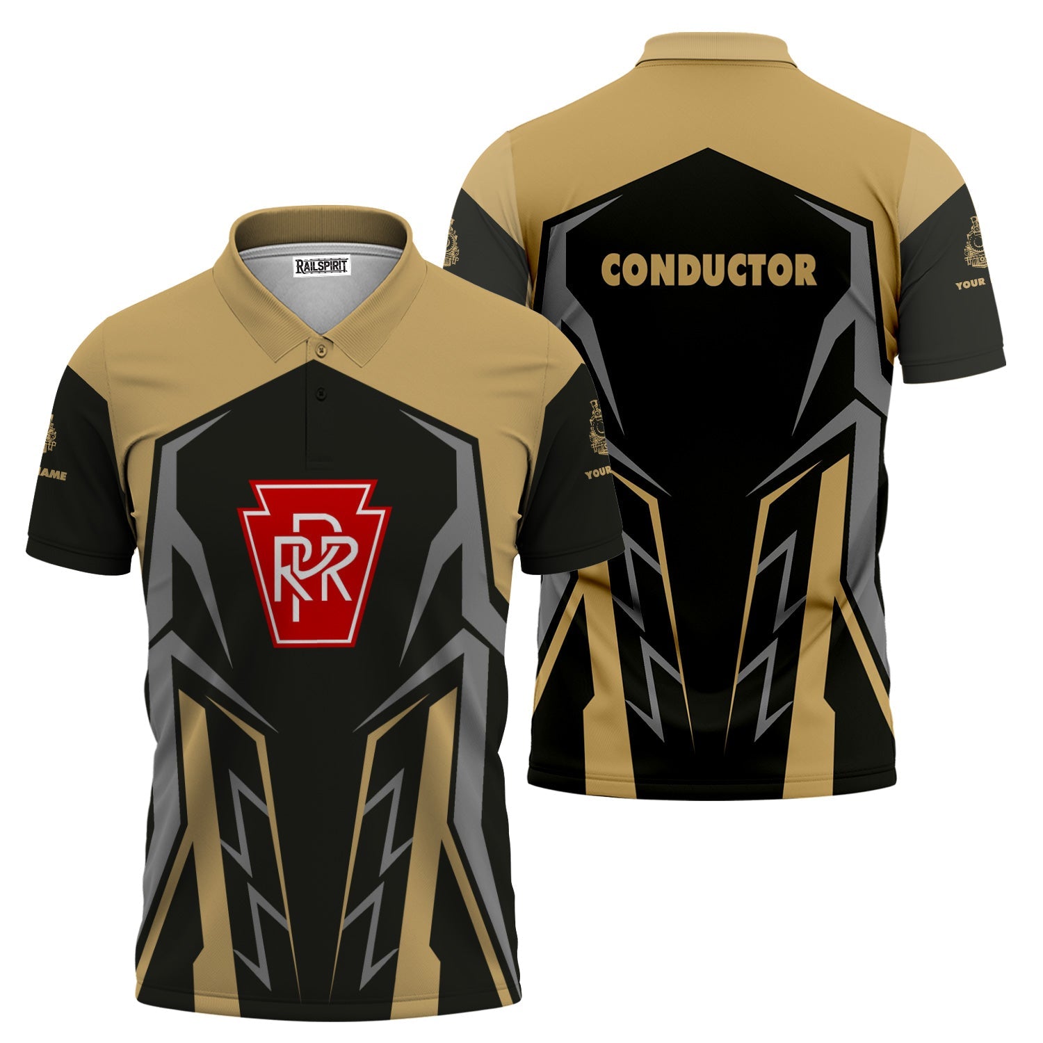 Railspirit Personalized Pennsylvania Railroad Polo Shirt Futuristic Design with Custom Job Train Shirt