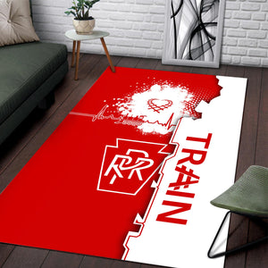 Railspirit Pennsylvania Railroad Area Rug Engine Heartbeat and Track Love Style Rug Gift Idea For Train Lovers
