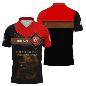 Railspirit Personalized Pennsylvania Railroad Polo Shirt You Need A Ride To The Train Station Shirt For Train Lovers