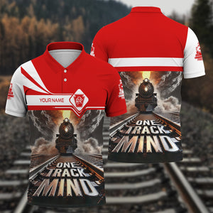 Railspirit Personalized Pennsylvania Railroad Polo Shirt One Track Mind Train Printed Shirt