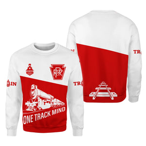 Railspirit Personalized Pennsylvania Railroad Sweatshirt One Track Mind Train Sweater Gift Idea For Train Lover