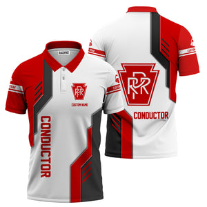 Railspirit Personalized Pennsylvania Railroad Polo Shirt Unique Railway Style with Custom Job Train Shirt