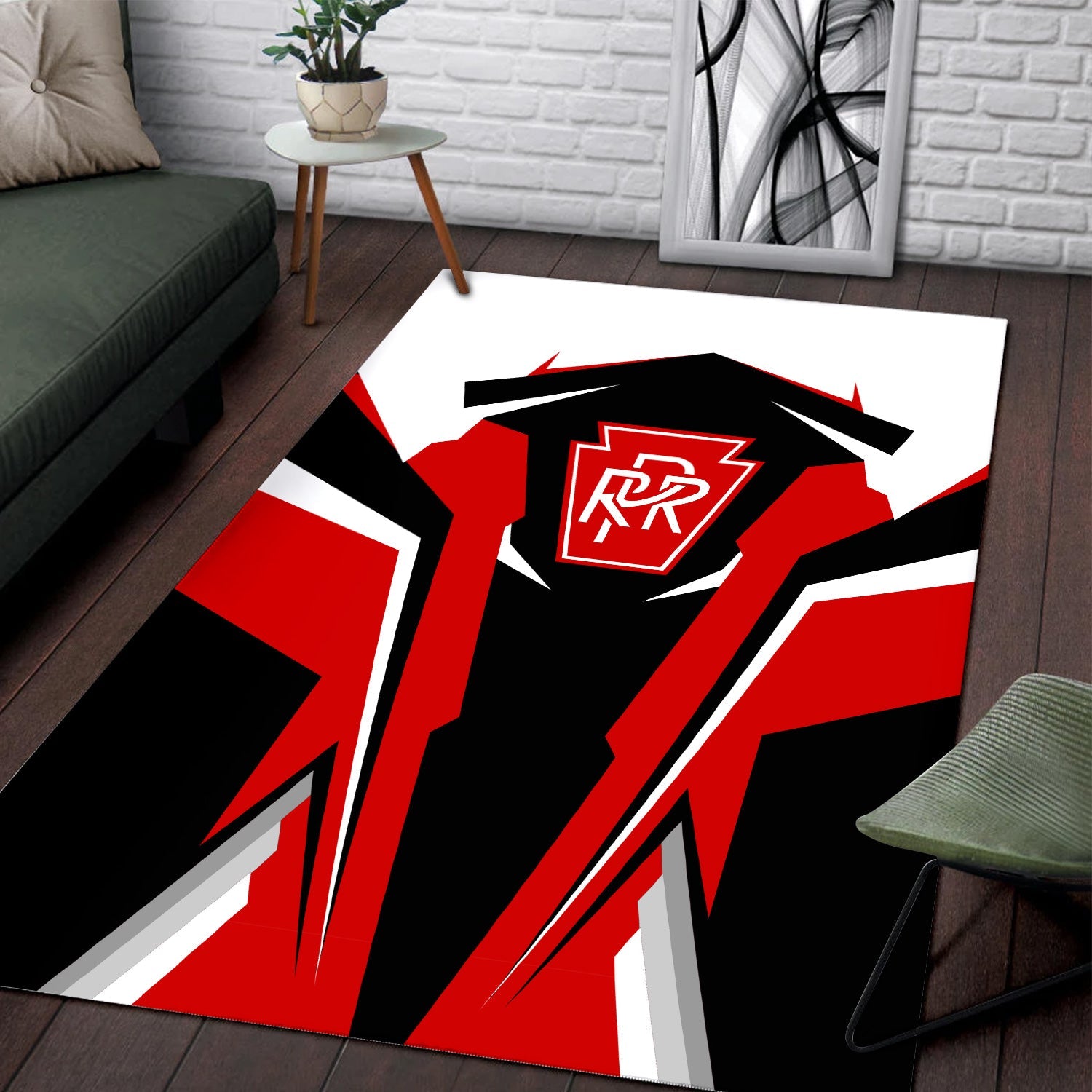 Railspirit Personalized Pennsylvania Railroad Area Rug Strong Line Style Train Area Rug Gift Idea For Train Lover