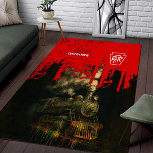 Railspirit Personalized Pennsylvania Railroad Area Rug Vintage Train Art Style Rug For Locomotive Fans