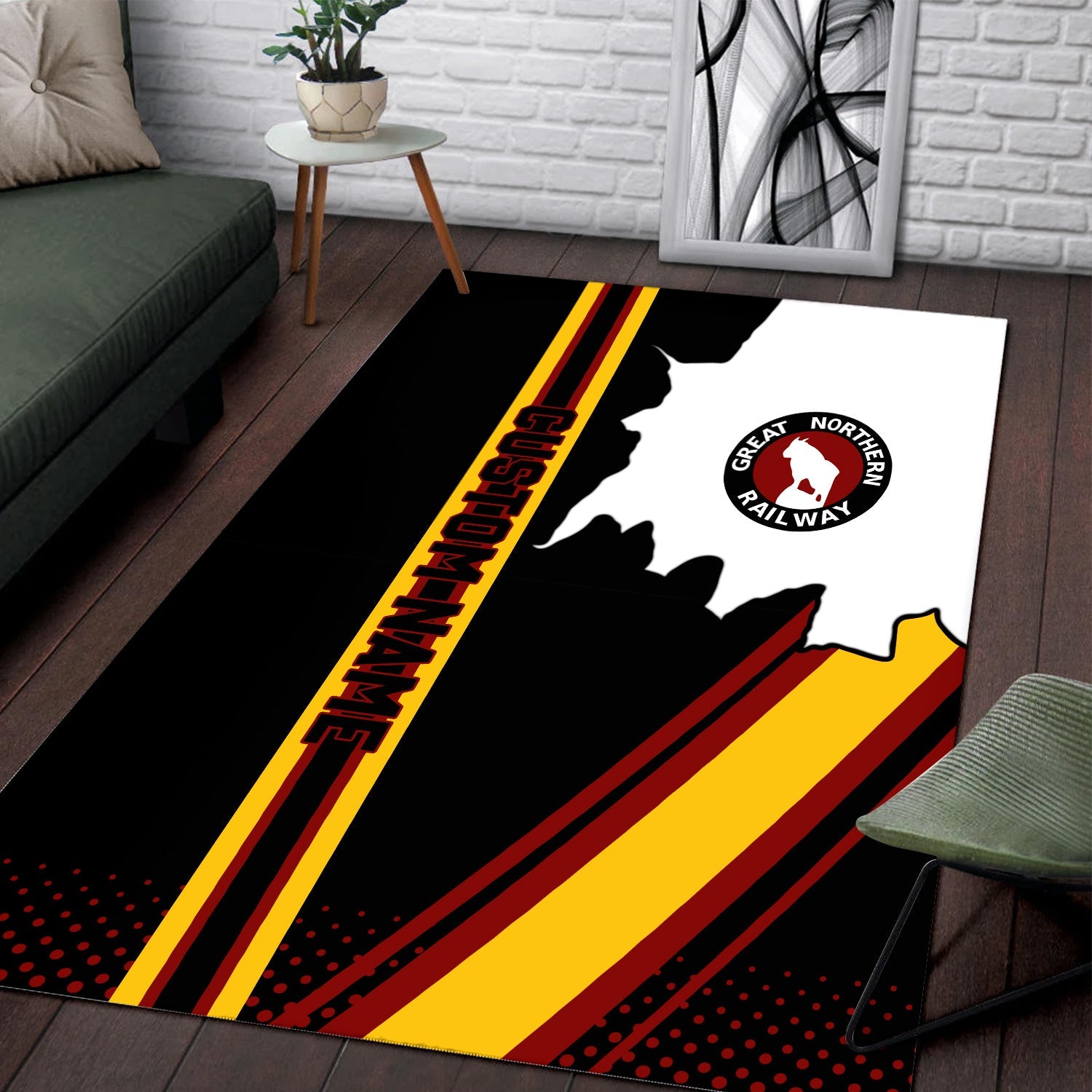 Railspirit Personalized Great Northern Railway Area Rug Vintage GNR All Over Printed Rug