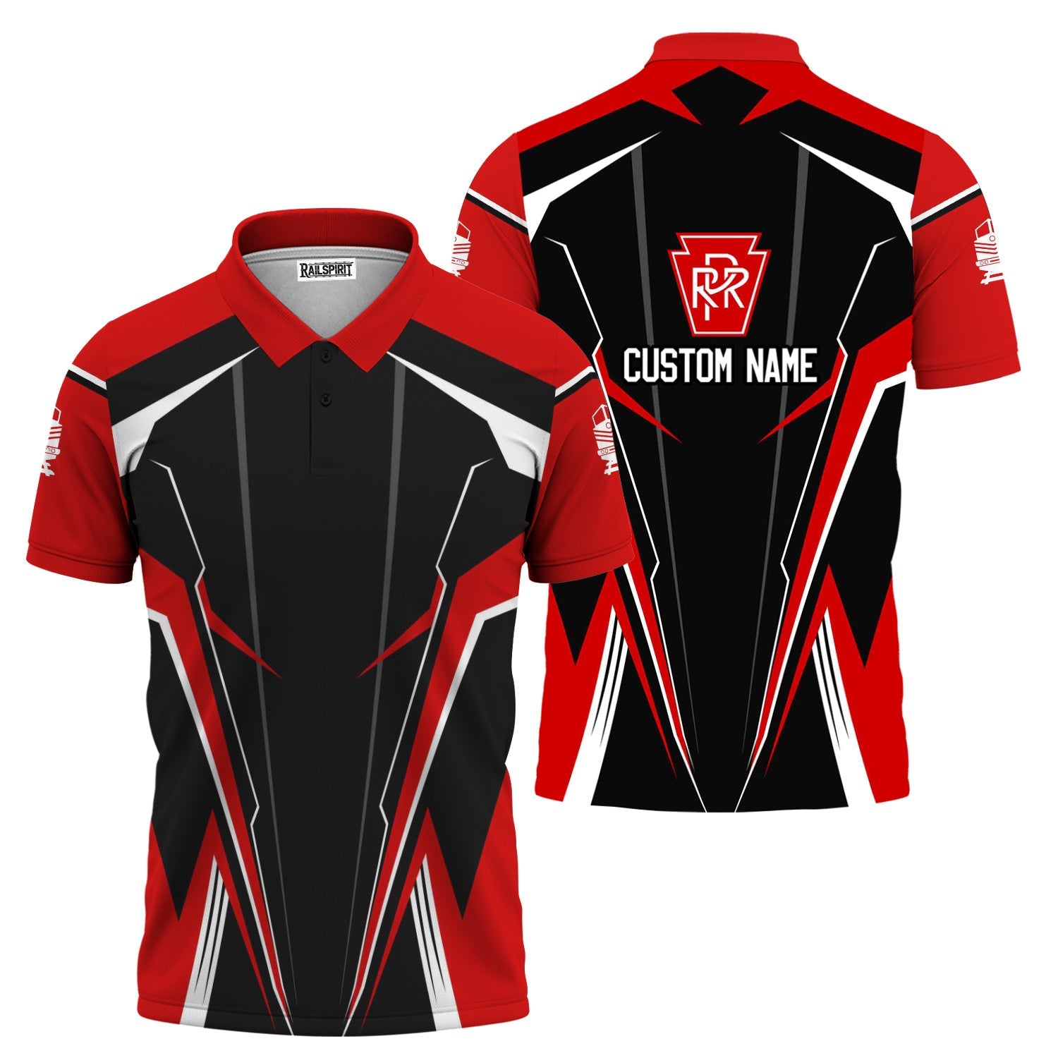 Railspirit Personalized Pennsylvania Railroad Polo Shirt Lightning-Edge Design Train Shirt For Railroad Lovers