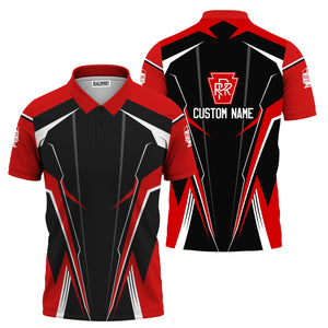 Railspirit Personalized Pennsylvania Railroad Polo Shirt Lightning-Edge Design Train Shirt For Railroad Lovers