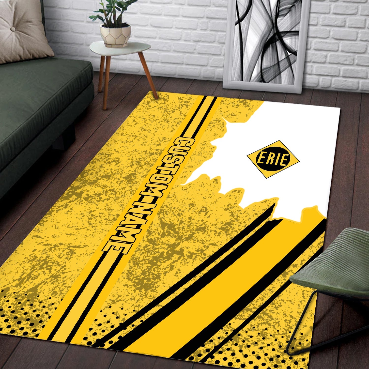 Railspirit Personalized Erie Railroad Area Rug Vintage All Over Printed Rug