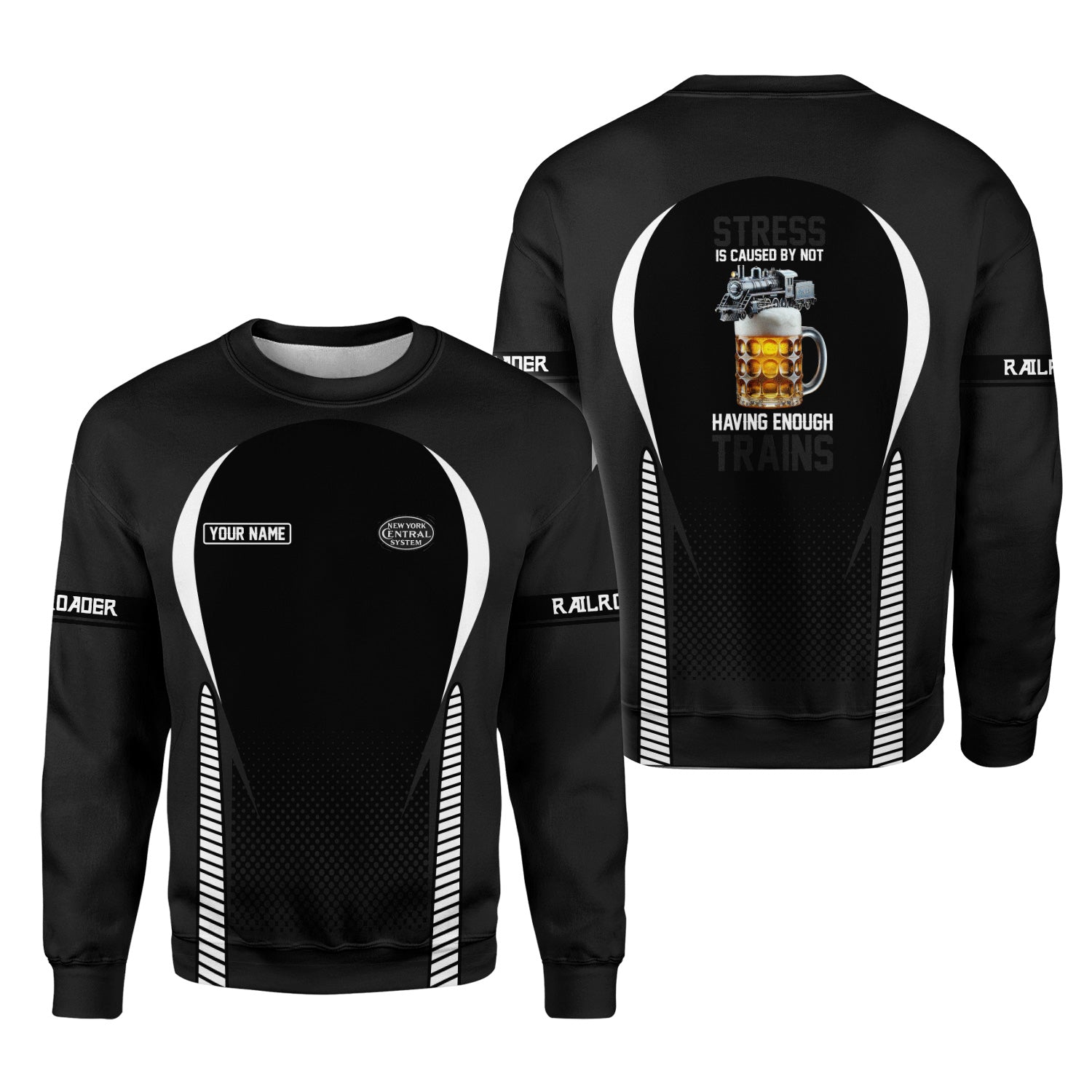 Railspirit Personalized New York Central Railroad Sweatshirt Stress Is Caused By Not Having Enough Trains Shirt All Over Print Shirt