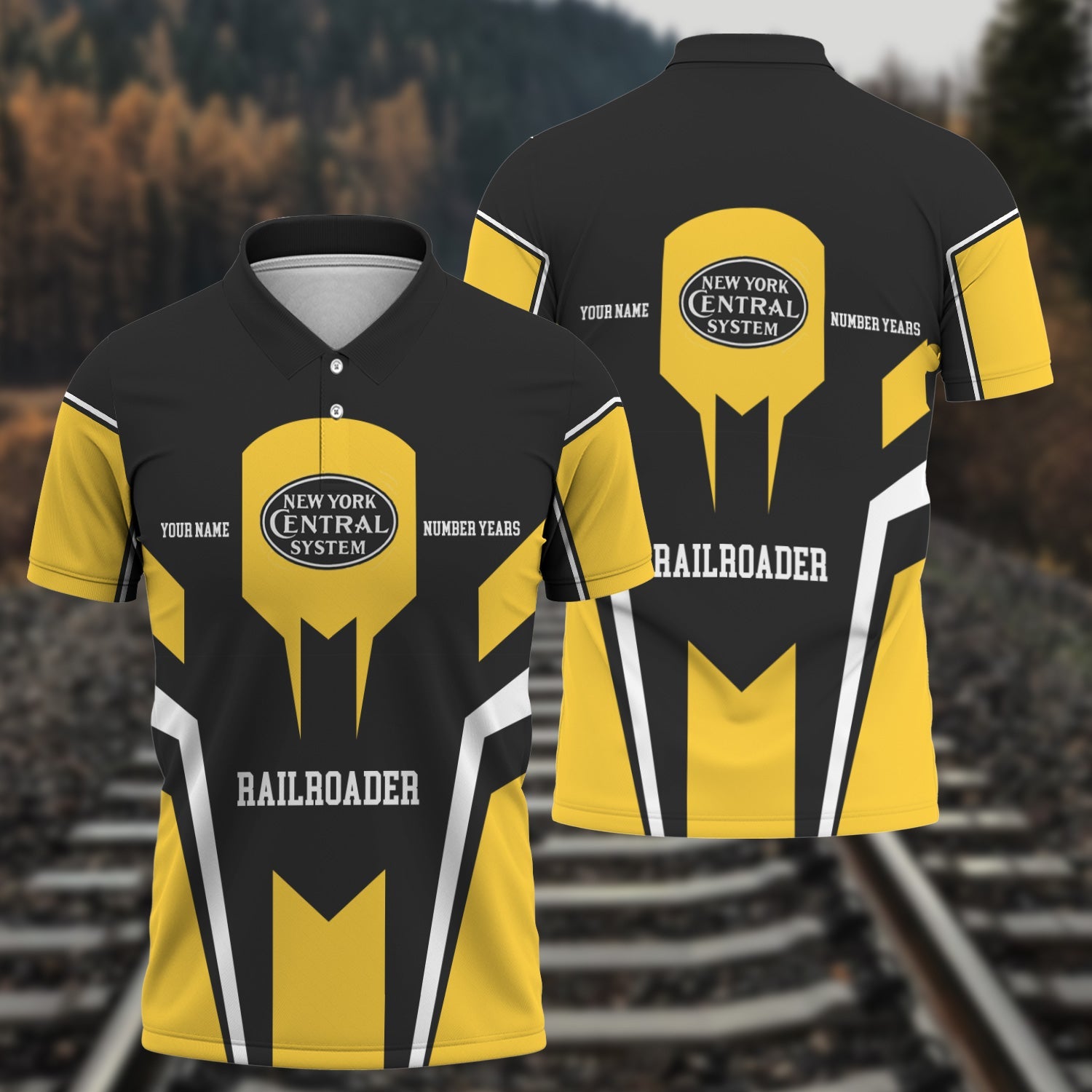 Railspirit Personalized New York Central Railroad Polo Shirt Custom Year Railroader Shirt Gift Idea For Train Lover