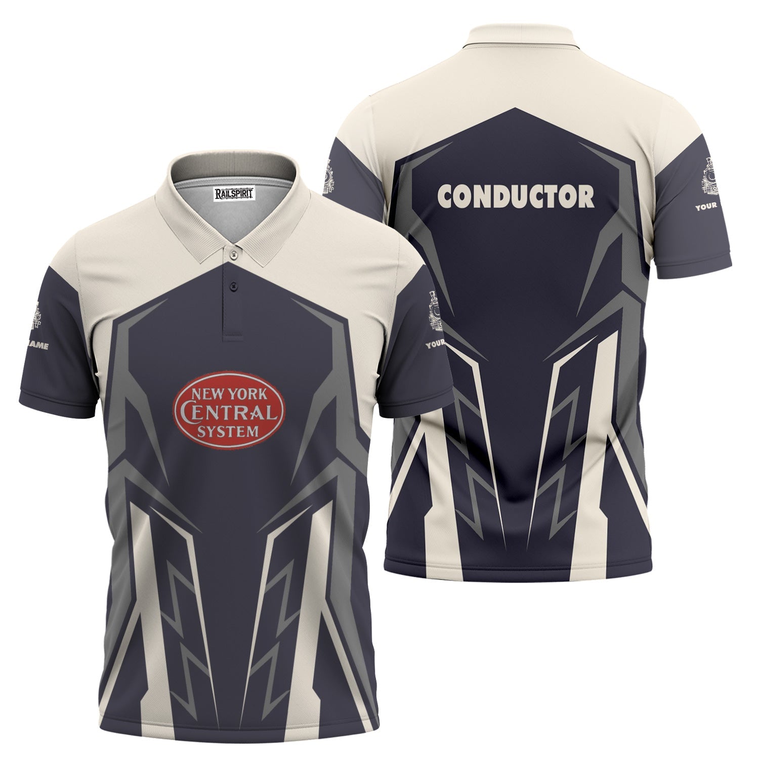 Railspirit Personalized New York Central Railroad Polo Shirt Futuristic Design with Custom Job Train Shirt