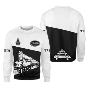 Railspirit Personalized New York Central Railroad Sweatshirt One Track Mind Train Sweater Gift Idea For Train Lover