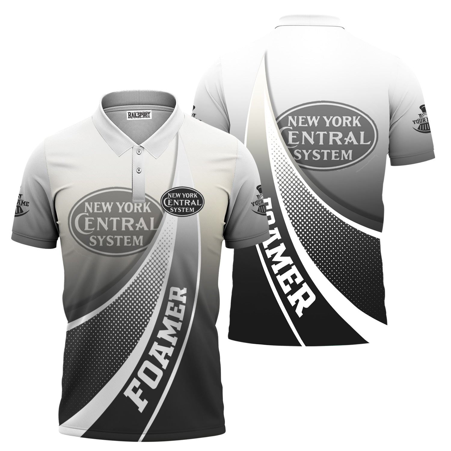 Railspirit Personalized New York Central Railroad Polo Shirt Railway-Themed Style Shirt Gift Idea For Trainspotter