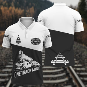 Railspirit Personalized New York Central Railroad Polo Shirt One Track Mind Unisex Train Shirt Gift Idea For Train Lover