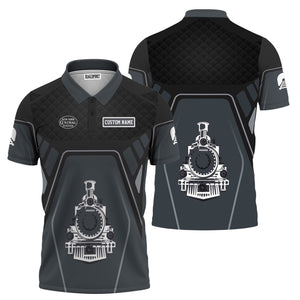 Railspirit Personalized New York Central Railroad Polo Shirt Steam Locomotive Engine Graphic Train Shirt All Over Print
