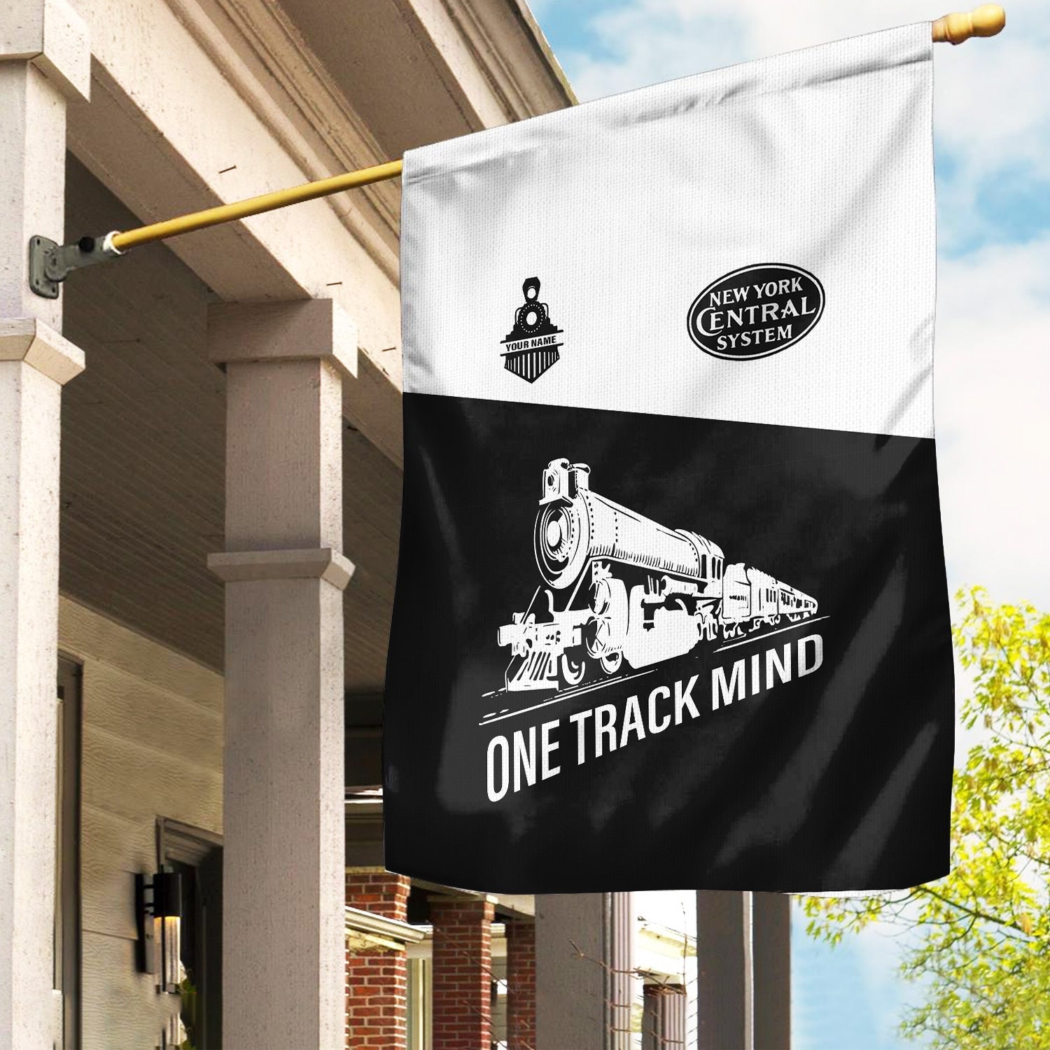 Railspirit Personalized New York Central Railroad Garden Flag One Track Mind Flag Gift Idea For Train Lover