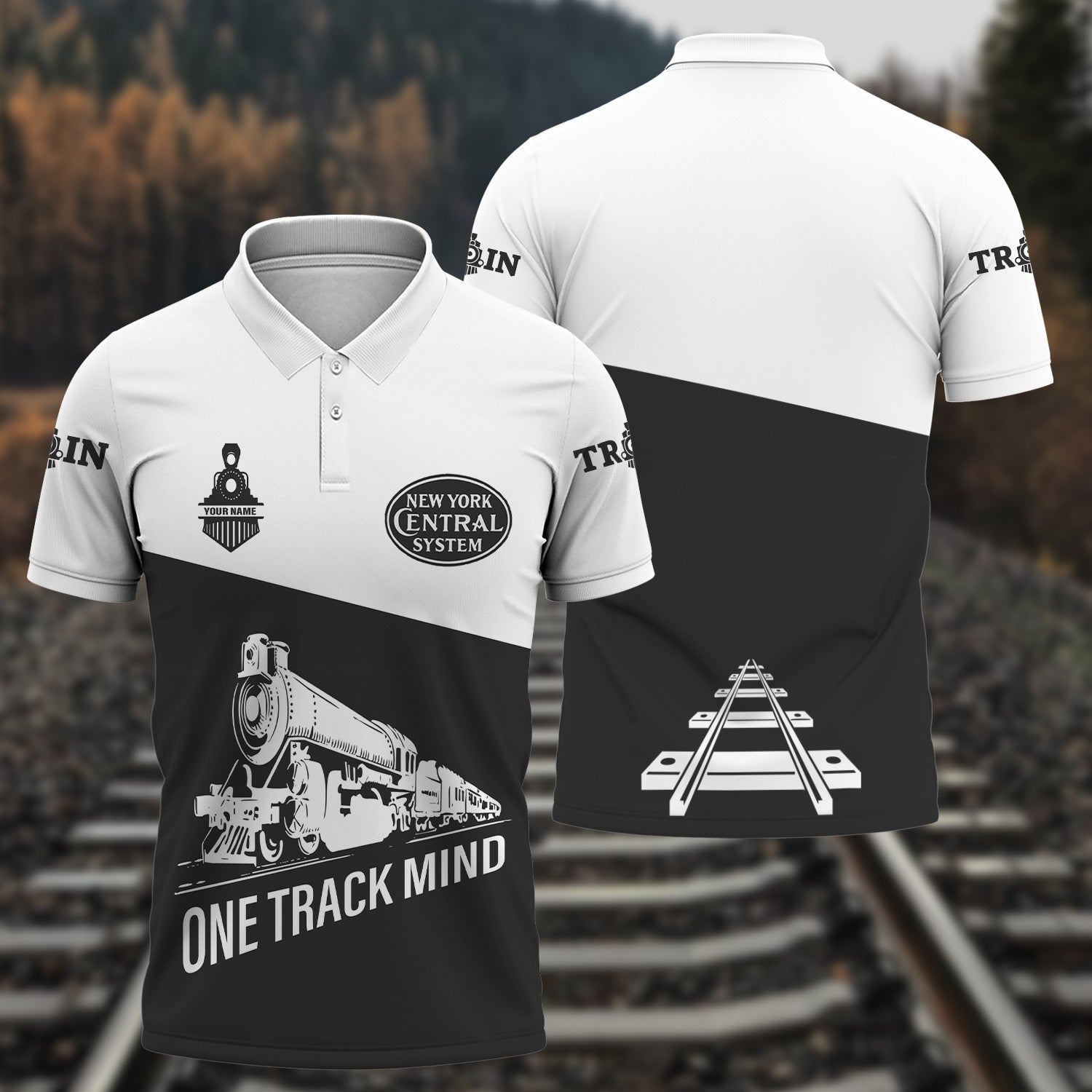 Railspirit Personalized New York Central Railroad Polo Shirt One Track Mind Unisex Train Shirt Gift Idea For Train Lover