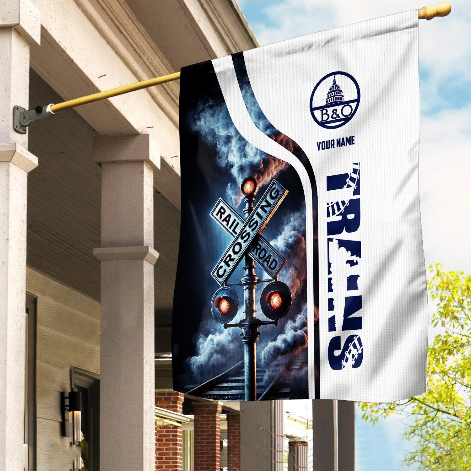 Railspirit Personalized Baltimore and Ohio Railroad Garden Flag Railroad Crossing Sign B&O Flag All Over Print