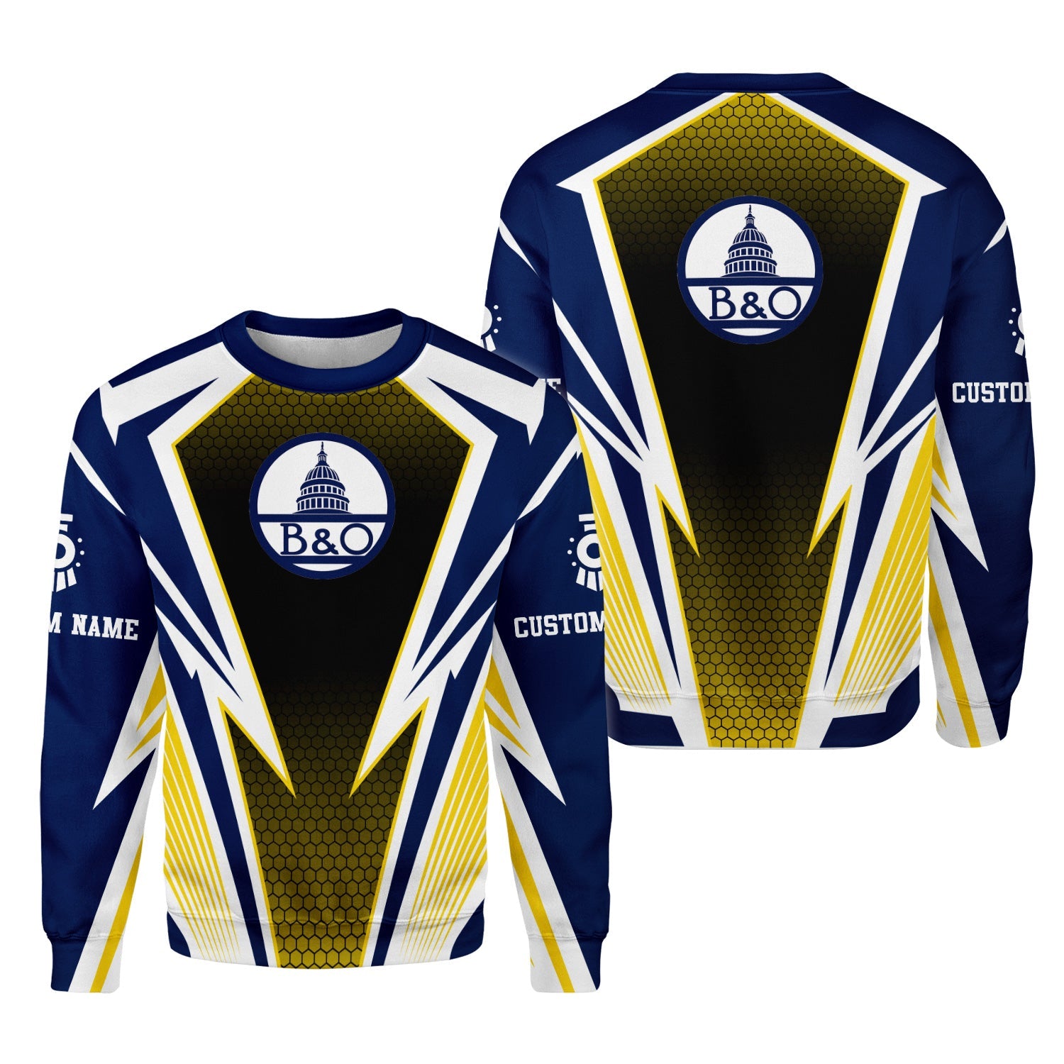 Railspirit Personalized Baltimore and Ohio Railroad Sweatshirt Lightning Graphic Style B&O Shirt Gift Idea For Train Lover