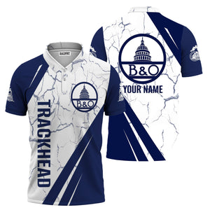 Railspirit Personalized Baltimore and Ohio Railroad Polo Shirt Crackle Texture Style B&O Train Shirt For Trackhead