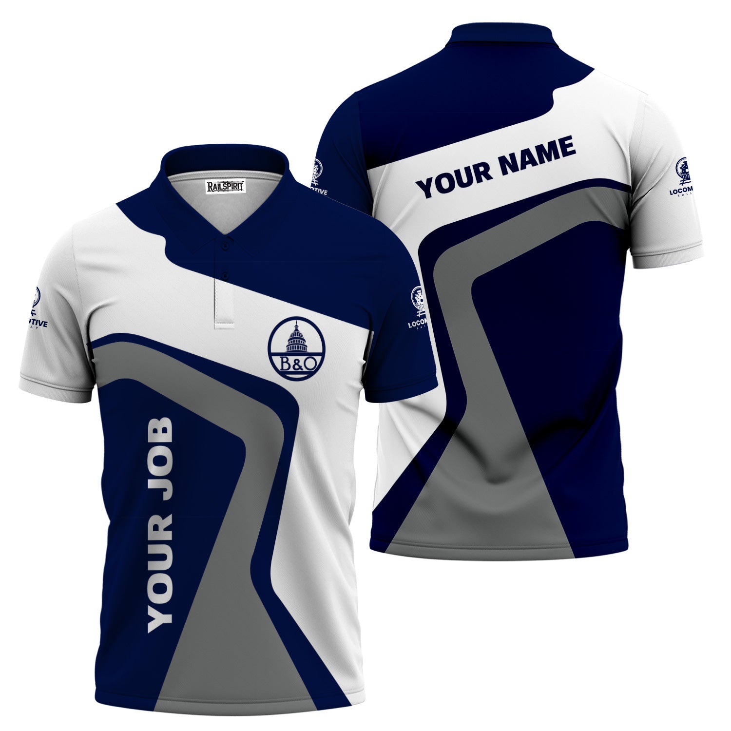 Railspirit Personalized Baltimore and Ohio Railroad Polo Shirt Unique Design with Custom Job Position B&O Train Shirt