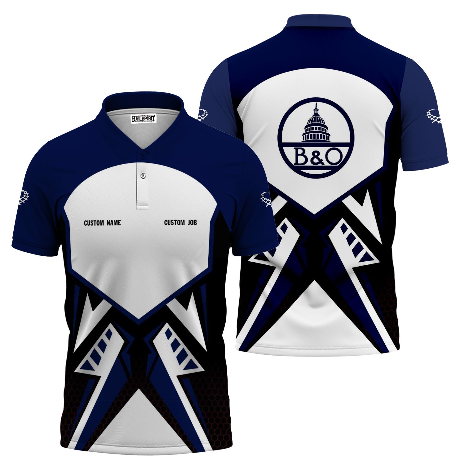 Railspirit Personalized Baltimore and Ohio Railroad Polo Shirt Vibriant Style with Custom Position B&O Train Shirt