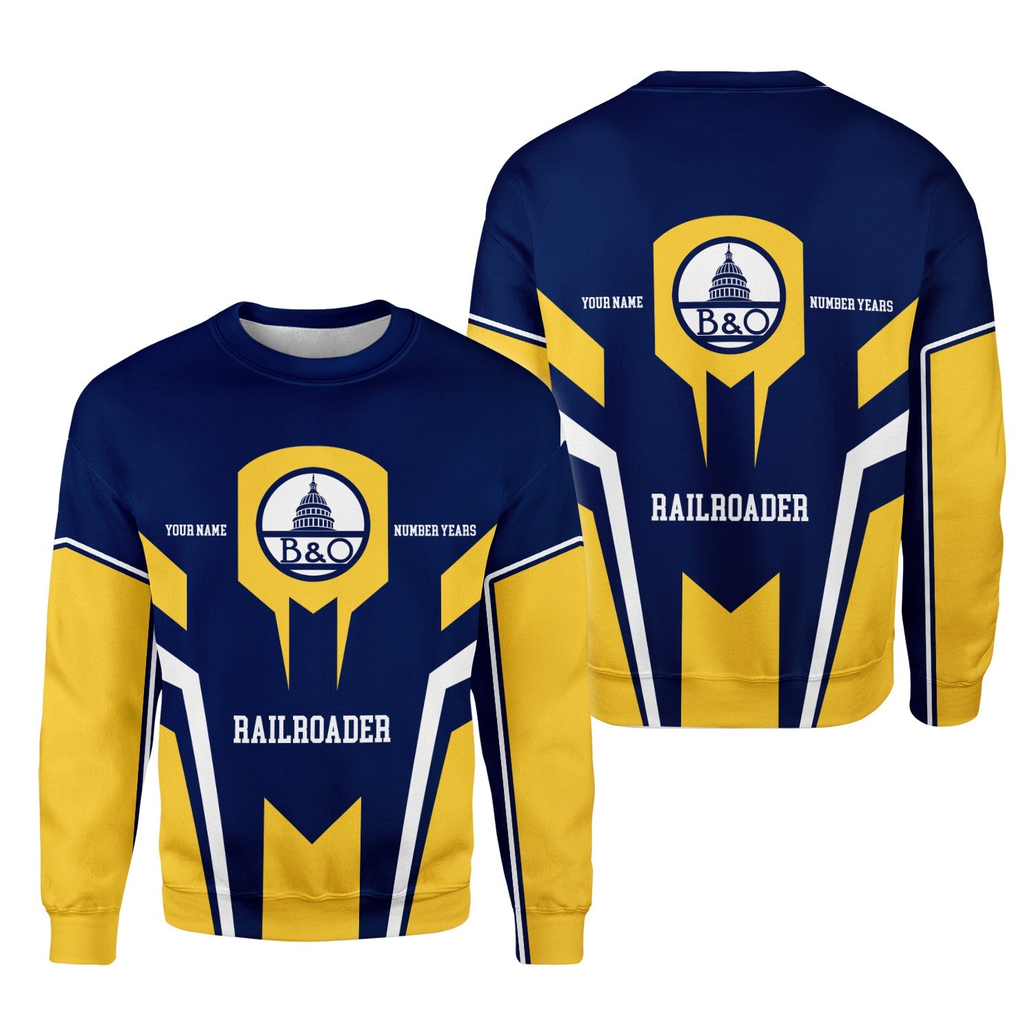 Railspirit Personalized Baltimore and Ohio Railroad Sweatshirt Custom Year Railroader B&O Shirt Gift Idea For Train Lover