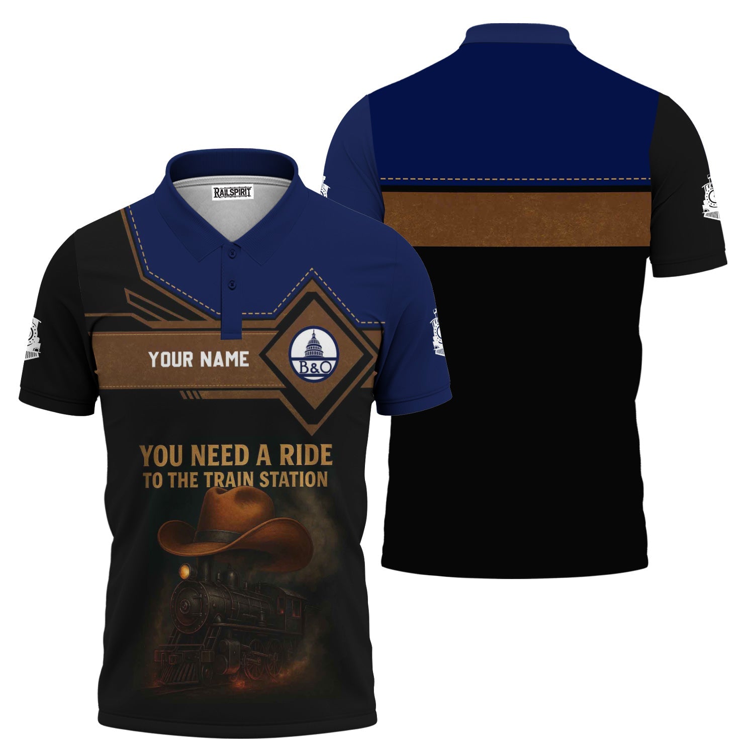 Railspirit Personalized Baltimore and Ohio Railroad Polo Shirt You Need A Ride To The Train Station B&O Shirt For Train Lovers