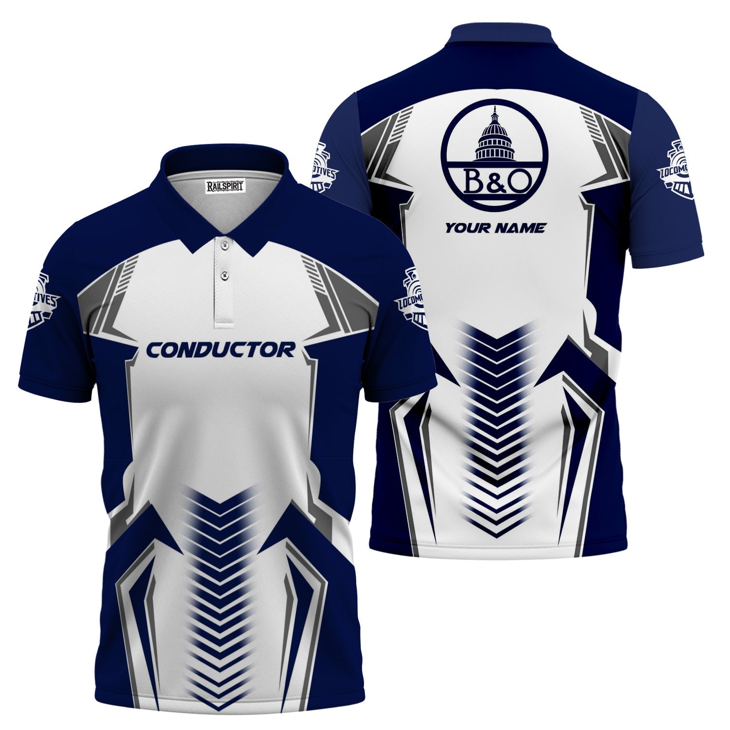 Railspirit Personalized Baltimore and Ohio Railroad Polo Shirt Standout Style with Custom Position B&O Train Shirt