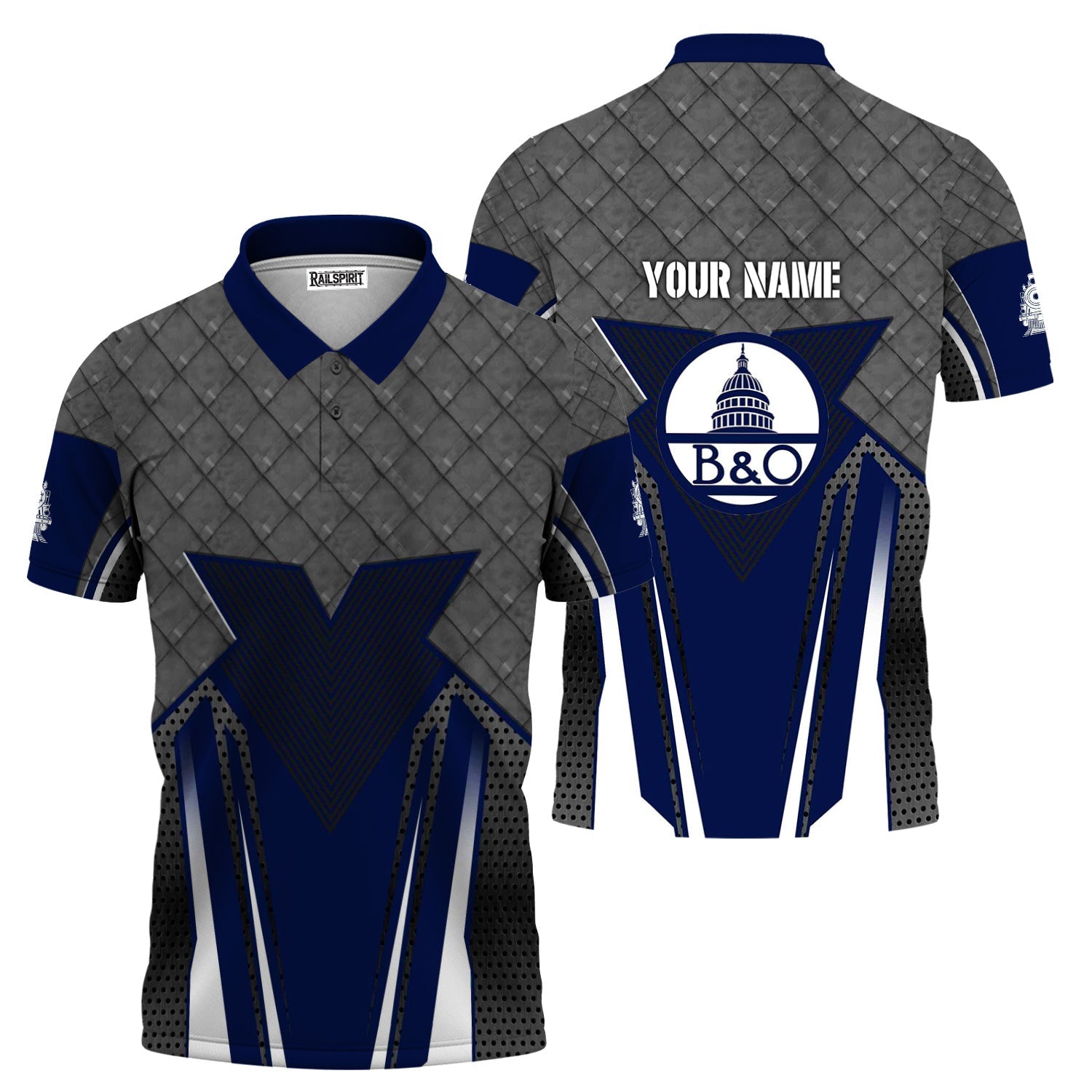 Railspirit Personalized Baltimore and Ohio Railroad Polo Shirt Rugged Steel Vibes B&O Train Shirt All Over Print