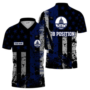 Railspirit Personalized Baltimore and Ohio Railroad Polo Shirt Artistic Paint American Flag Style B&O Train Shirt