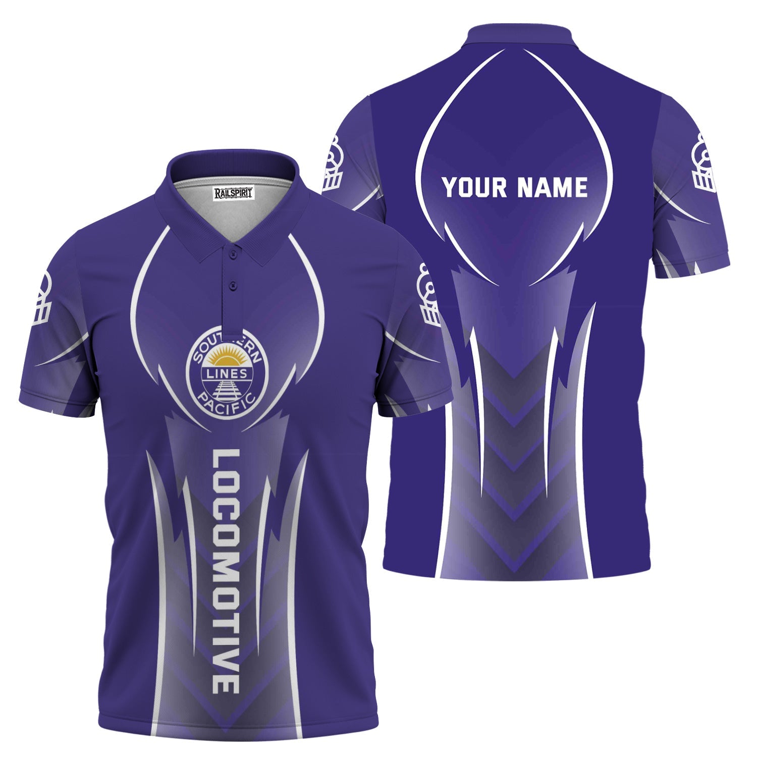 Railspirit Personalized Southern Pacific Railroad Polo Shirt Striking Line Style Train Shirt For Locomotive Lovers