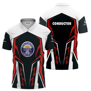 Railspirit Personalized Southern Pacific Railroad Polo Shirt Futuristic Design with Custom Job Train Shirt