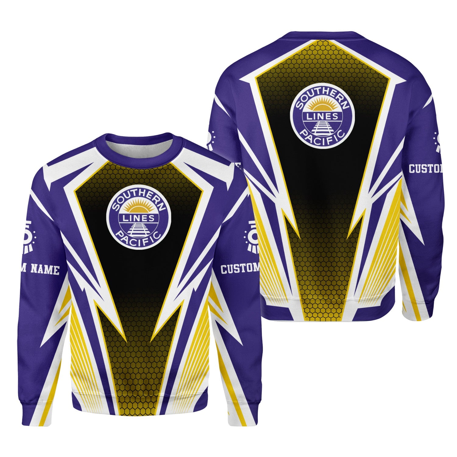 Railspirit Personalized Southern Pacific Railroad Sweatshirt Lightning Graphic Style Shirt Gift Idea For Train Lover