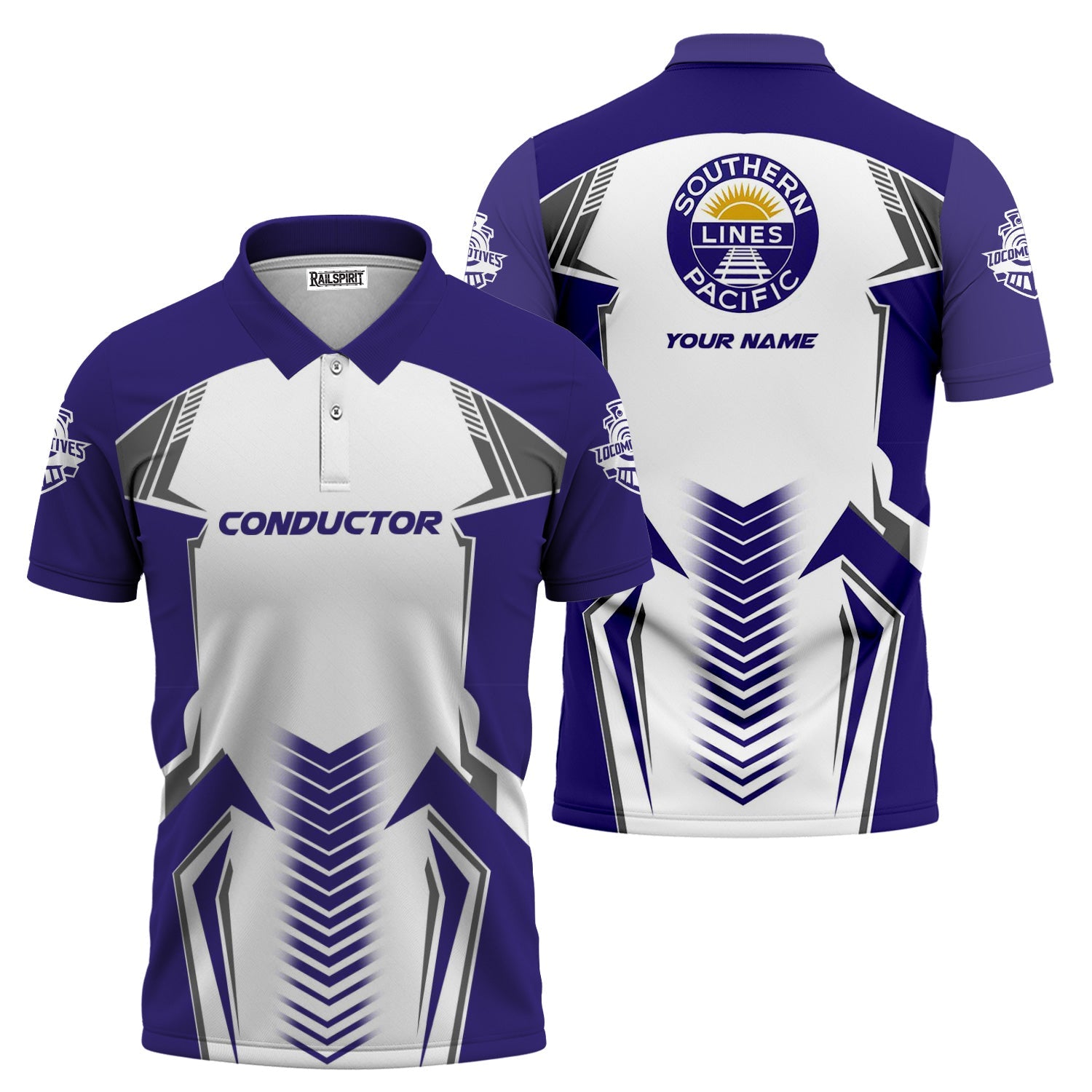 Railspirit Personalized Southern Pacific Railroad Polo Shirt Standout Style with Custom Position Train Shirt