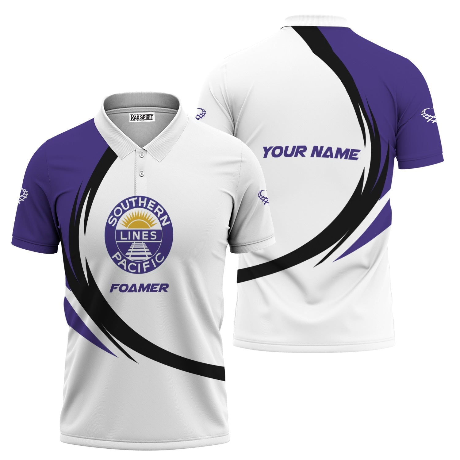 Railspirit Personalized Southern Pacific Railroad Polo Shirt Unique Graphic Style Shirt For Train Enthusiasts