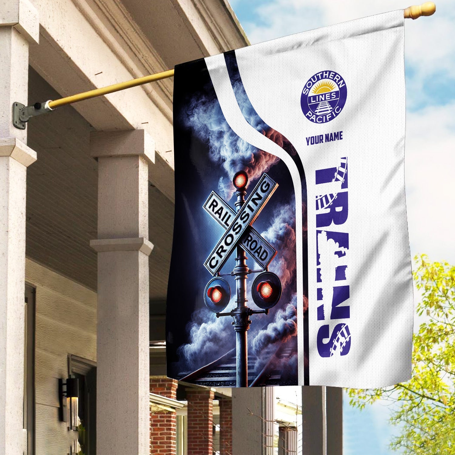 Railspirit Personalized Southern Pacific Railroad Garden Flag Railroad Crossing Sign Flag All Over Print