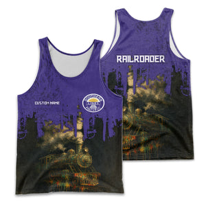 Railspirit Personalized Southern Pacific Railroad Men Tank Top Vintage Train Art Style Shirt For Locomotive Fans