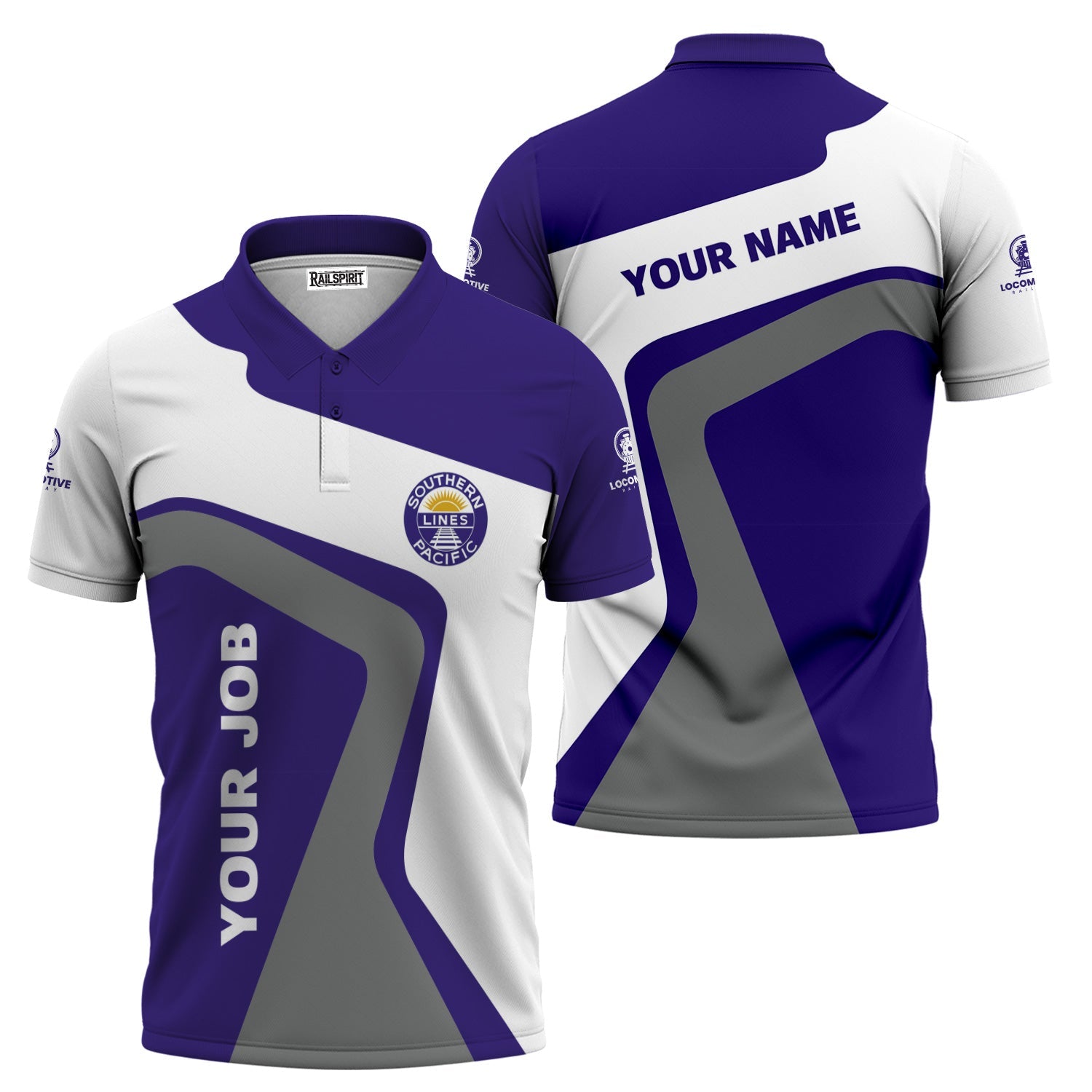 Railspirit Personalized Southern Pacific Railroad Polo Shirt Unique Design with Custom Job Position Train Shirt