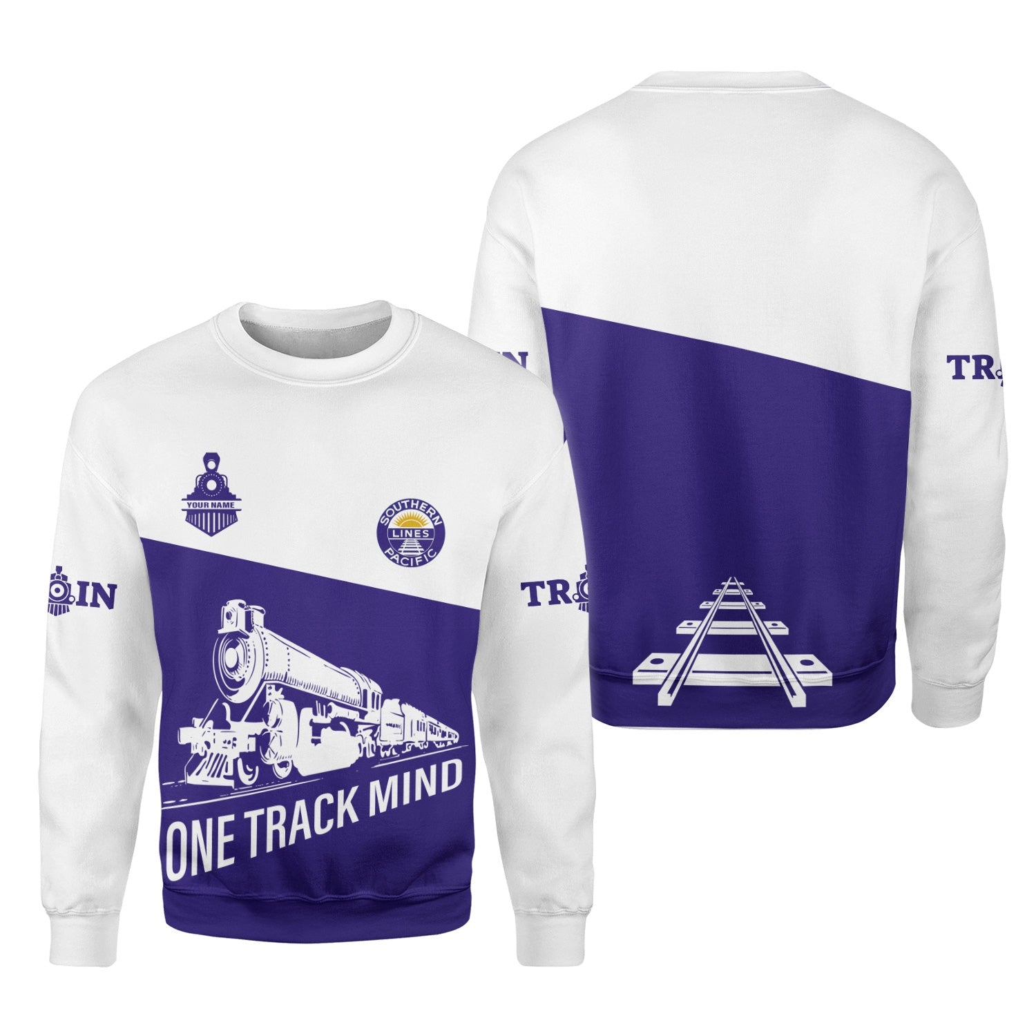 Railspirit Personalized Southern Pacific Railroad Sweatshirt One Track Mind Train Sweater Gift Idea For Train Lover