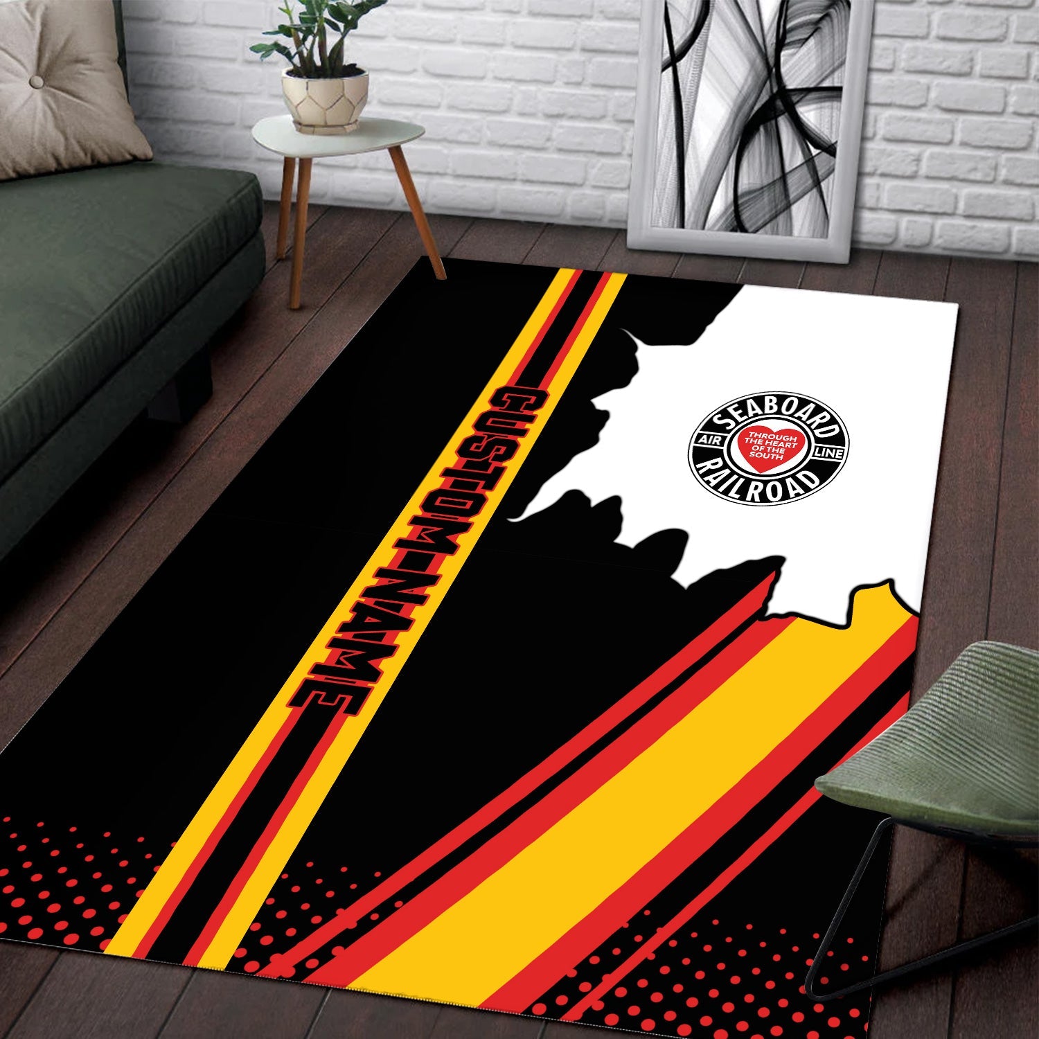 Railspirit Personalized Seaboard Air Line Railroad Area Rug Vintage All Over Printed Rug
