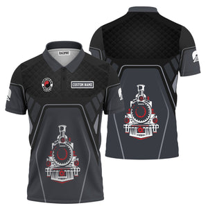 Railspirit Personalized Northern Pacific Railway Polo Shirt Steam Locomotive Engine Graphic Train Shirt All Over Print