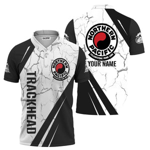 Railspirit Personalized Northern Pacific Railway Polo Shirt Crackle Texture Style Train Shirt For Trackhead