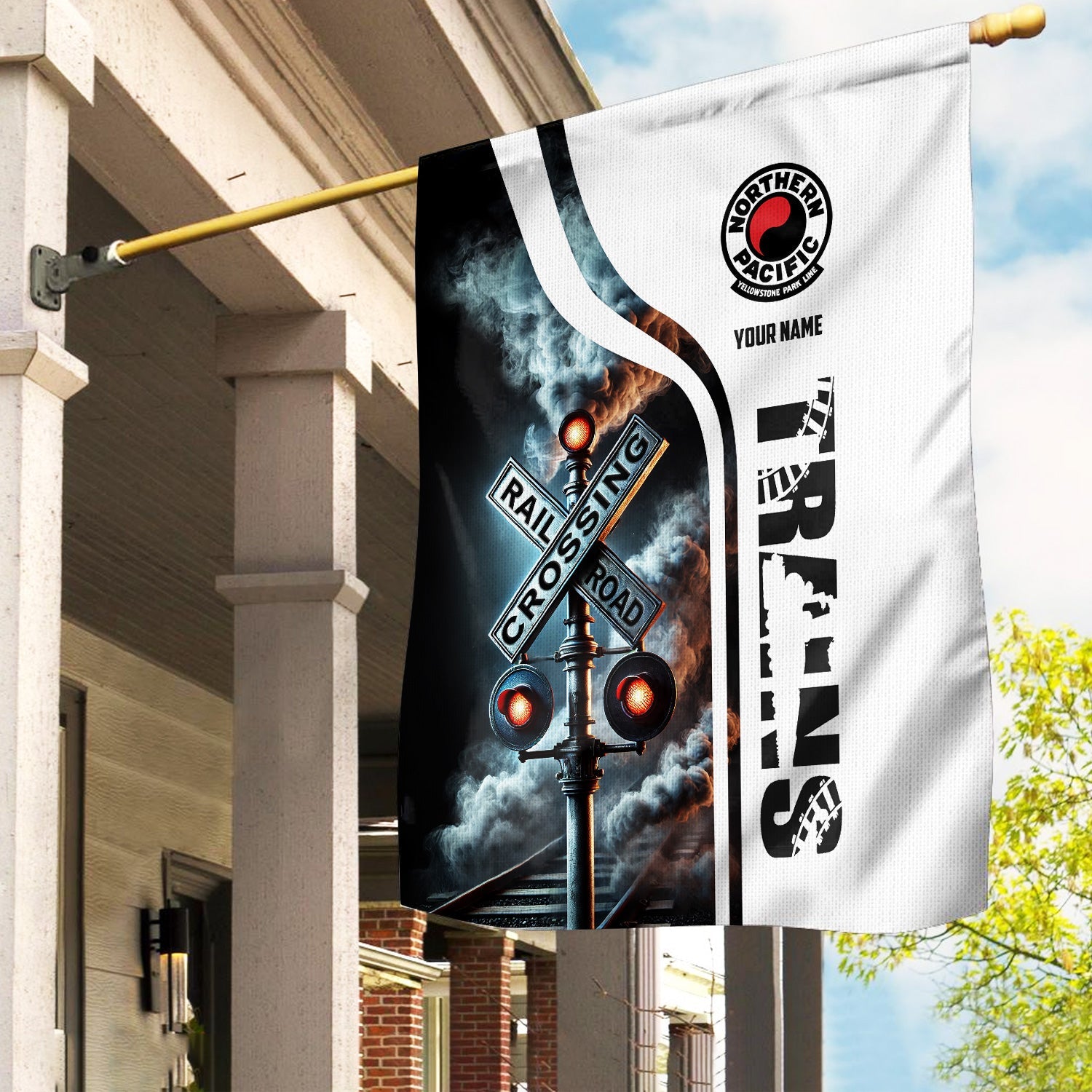 Railspirit Personalized Northern Pacific Railway Garden Flag Railroad Crossing Sign Flag All Over Print