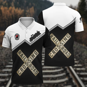 Railspirit Personalized Northern Pacific Railway Polo Shirt Railroad Crossing Printed Train Track Shirt