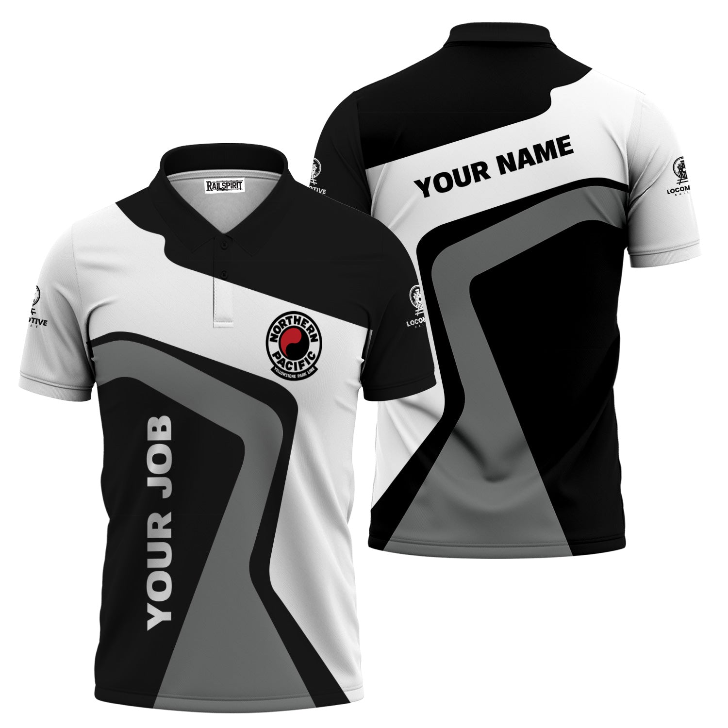 Railspirit Personalized Northern Pacific Railway Polo Shirt Unique Design with Custom Job Position Train Shirt