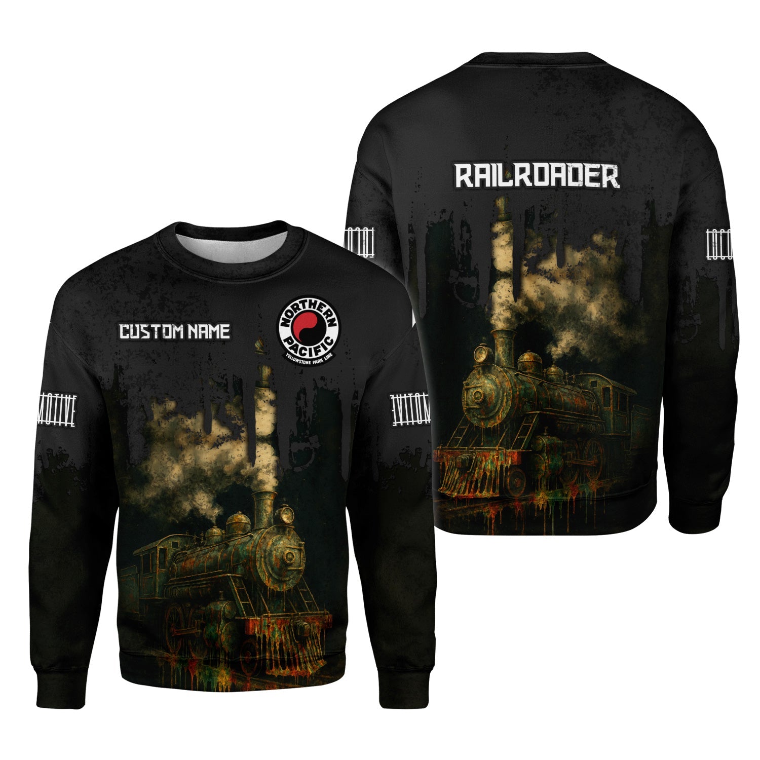 Railspirit Personalized Northern Pacific Railway Sweatshirt Vintage Train Art Style Shirt For Locomotive Fans