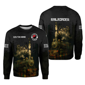 Railspirit Personalized Northern Pacific Railway Sweatshirt Vintage Train Art Style Shirt For Locomotive Fans